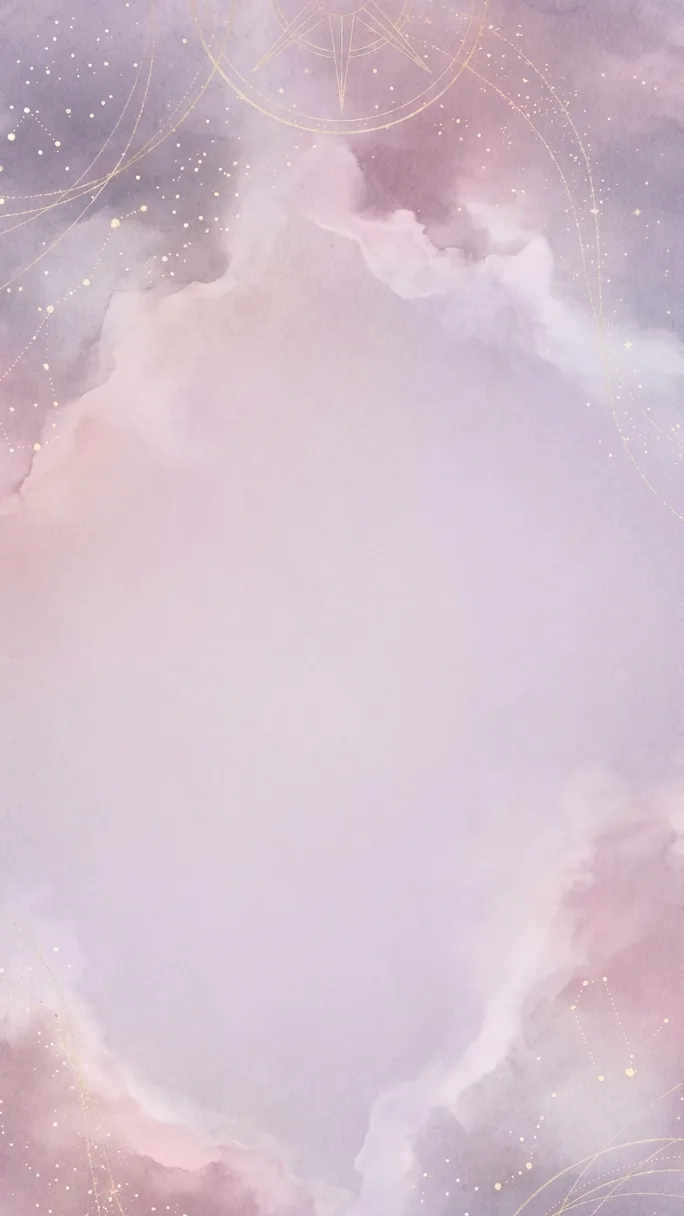 Cielo de acuarela lavanda con estelas de polvo de estrellas doradas