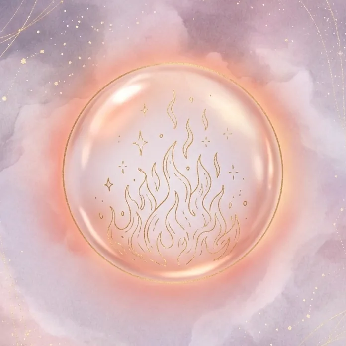 A glass orb with a gentle flame: the Fire energy