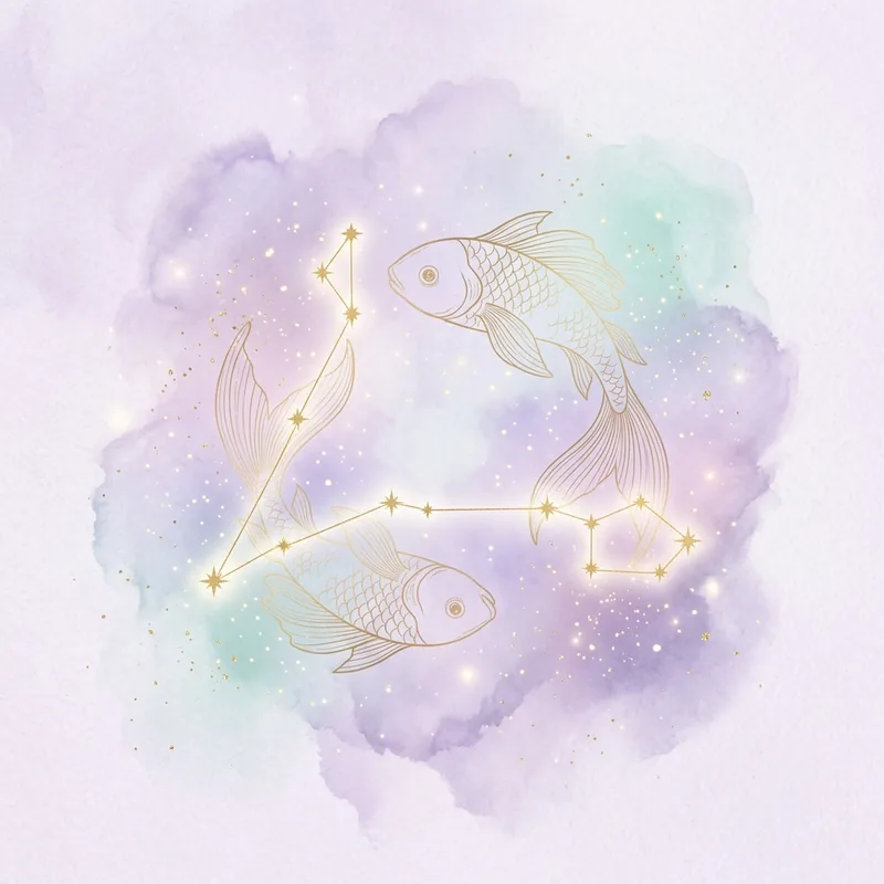 The Pisces constellation with two fish swimming in a circle