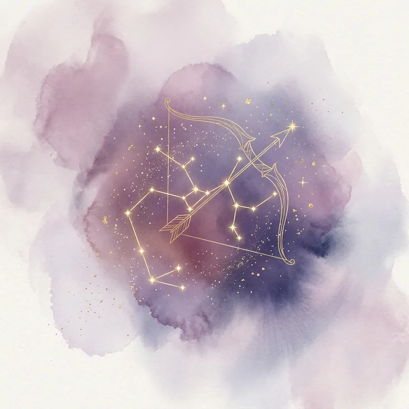 The Sagittarius constellation with a bow aiming at a distant star